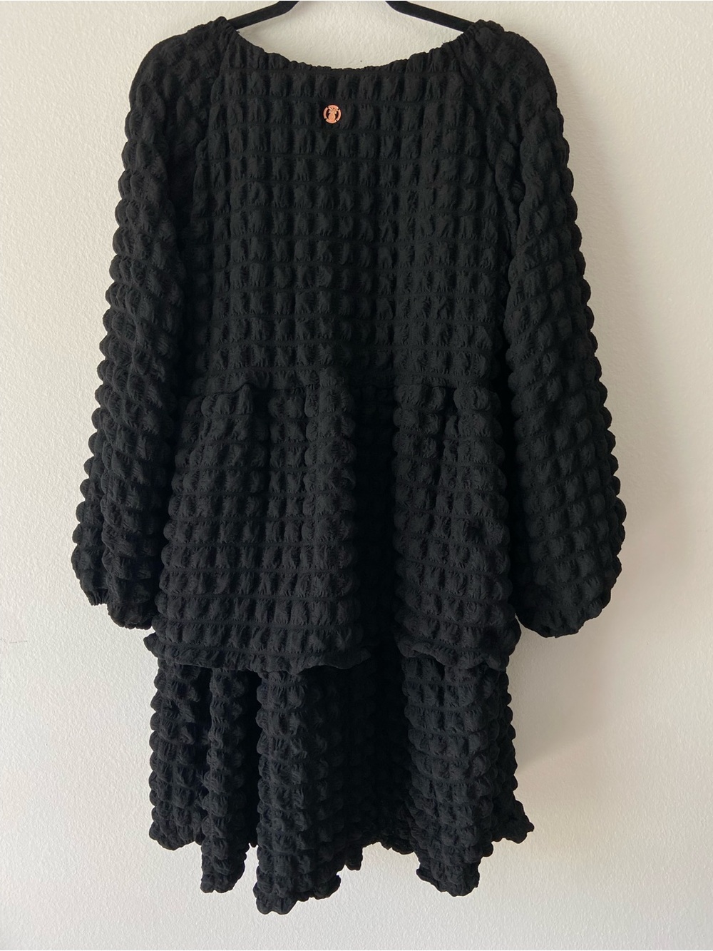 Simply Southern Black Textured Long Sleeve Tiered Dress Size M - Picture 10 of 10